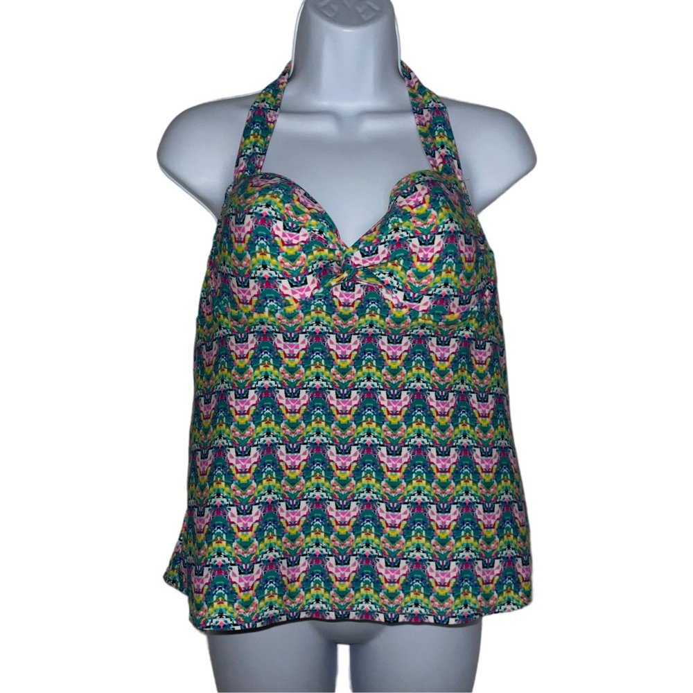 Collections by Catalina Womens Tankini Top Swimsuit L 12 14 Wired Padded Bra